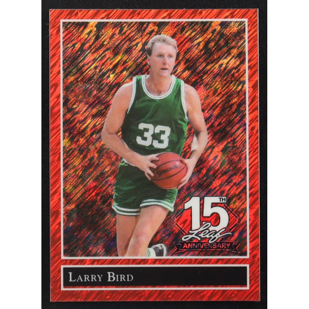 Larry Bird 2025 Leaf 15th Anniversary Gold Leaf Stars '92 Red Shimmer #92B103 #2/3 at PristineAuction.com