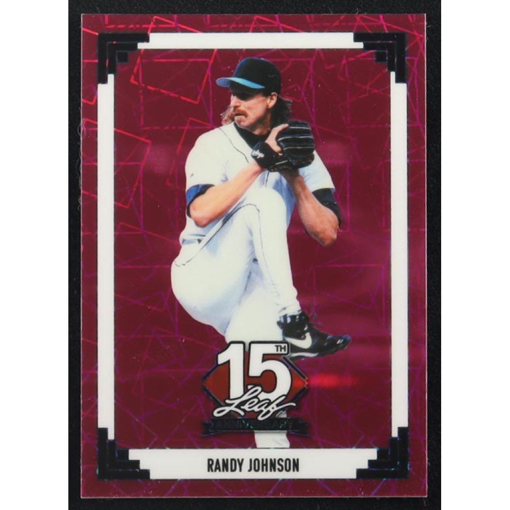 Randy Johnson 2025 Leaf 15th Anniversary '91 Leaf Pink Laser #90B136 #6/8 at PristineAuction.com
