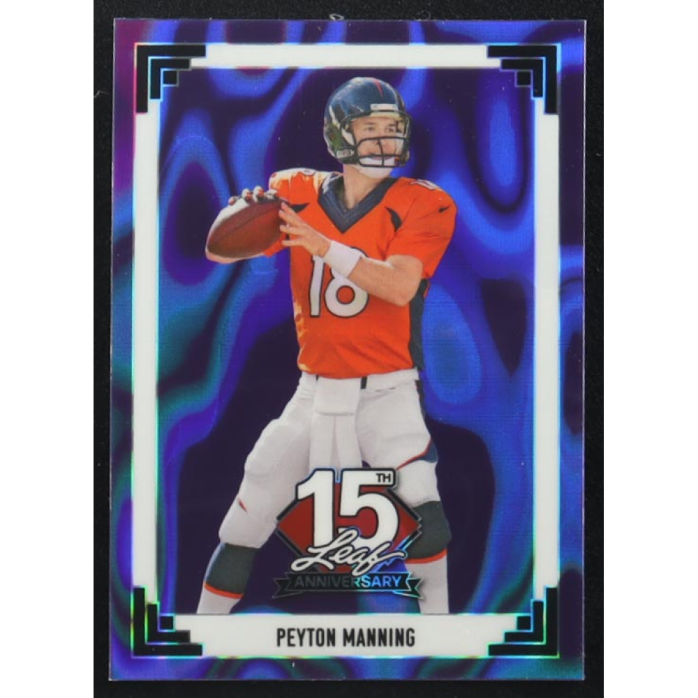 Peyton Manning 2025 Leaf 15th Anniversary '91 Leaf Purple Lava #91B133 #3/7 at PristineAuction.com