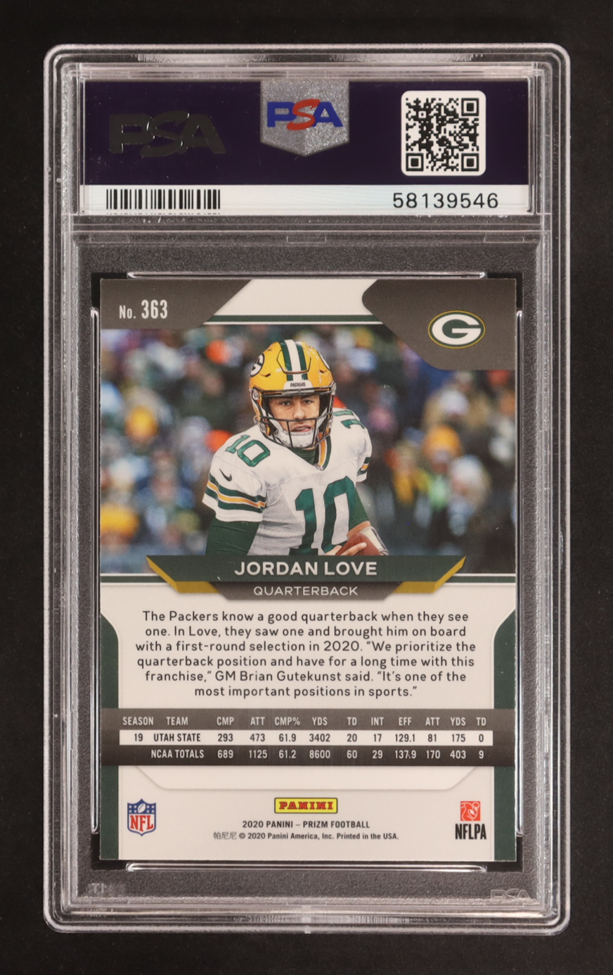 Jordan Love 2020 Panini Prizm Prizms #363 Jordan Love RC (PSA 9) at PristineAuction.com Jordan Love 2020 Panini Prizm Prizms #363 Jordan Love RC (PSA 9) at PristineAuction.com