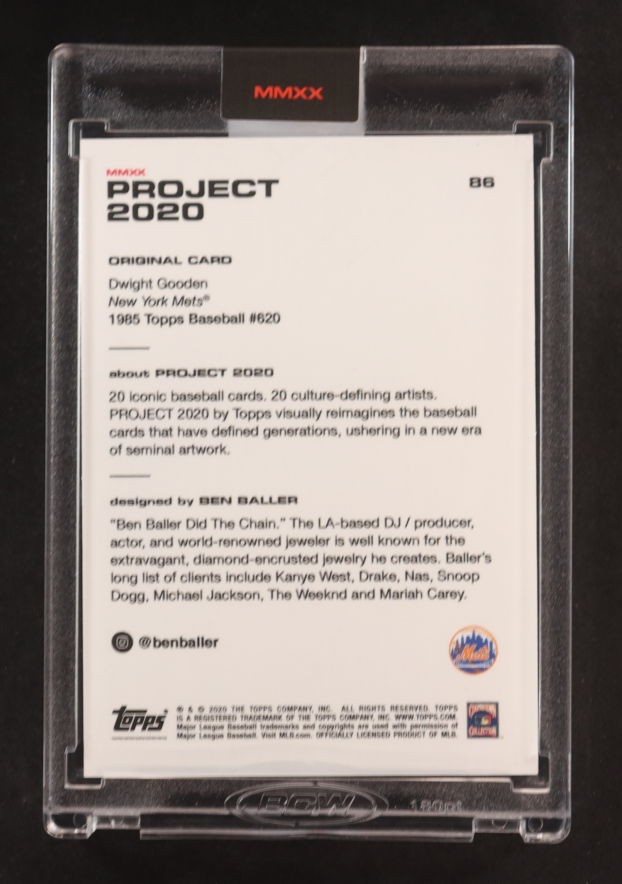 Dwight Gooden 2020 Topps Project 2020 #86 / Ben Baller at PristineAuction.com Dwight Gooden 2020 Topps Project 2020 #86 / Ben Baller at PristineAuction.com