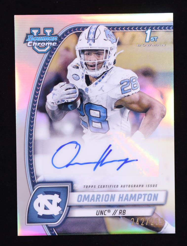 Omarion Hampton 2024 Bowman Chrome University Prospect Autographs Refractors #PAOHA #242/299 RC