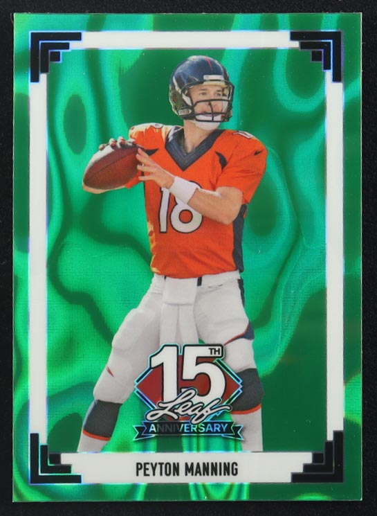 Peyton Manning 2025 Leaf 15th Anniversary '91 Leaf Green Lava #91B133 #2/6 at PristineAuction.com Peyton Manning 2025 Leaf 15th Anniversary '91 Leaf Green Lava #91B133 #2/6 at PristineAuction.com