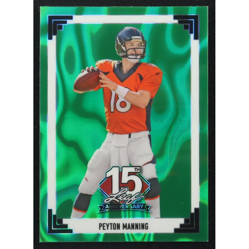 Peyton Manning 2025 Leaf 15th Anniversary '91 Leaf Green Lava #91B133 #2/6 at PristineAuction.com