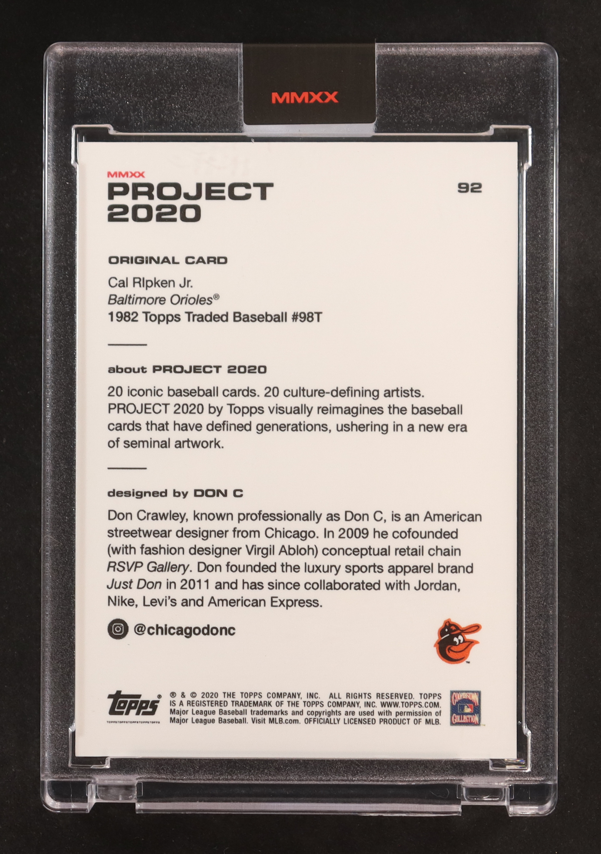 Cal Ripken Jr. 2020 Topps Project 2020 #92 / Don C at PristineAuction.com Cal Ripken Jr. 2020 Topps Project 2020 #92 / Don C at PristineAuction.com