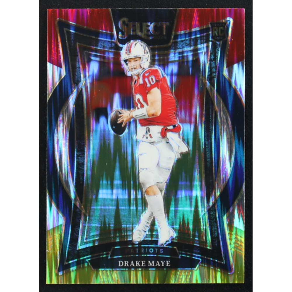 Drake Maye 2024 Select Prizm Red and Yellow Shock #27 RC at PristineAuction.com