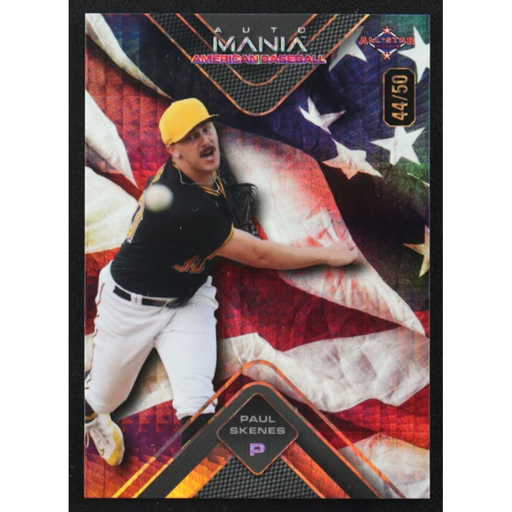 Paul Skenes 2024 Wild Card Auto Mania American Baseball American Flag Prism #AMAT-PS3 #49/50 RC at PristineAuction.com