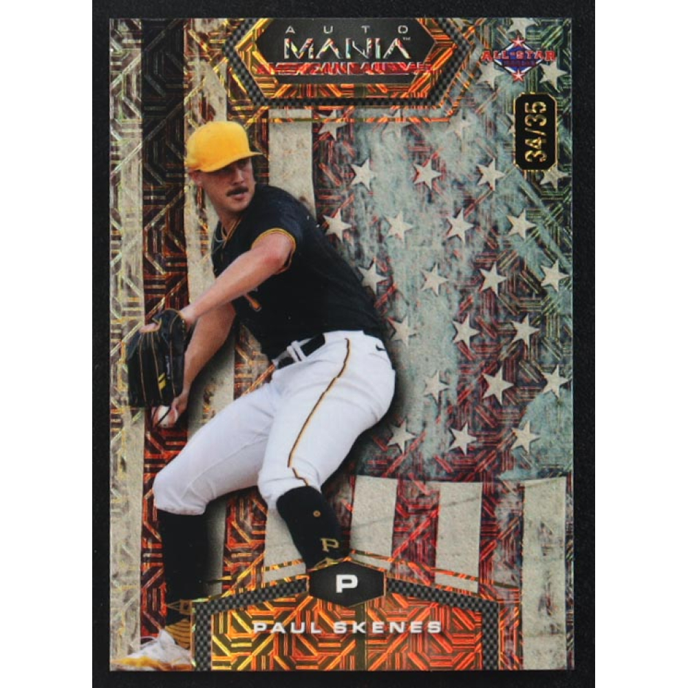 Paul Skenes 2024 Wild Card Auto Mania American Baseball Vintage Flag Mojo #AMAH-PS3 #34/35 RC at PristineAuction.com