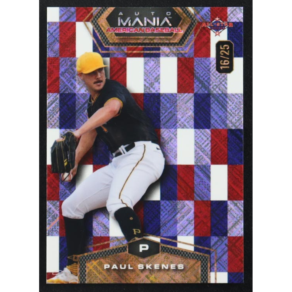 Paul Skenes 2024 Wild Card Auto Mania American Baseball Americana Cross Hatch Foil #AMAH-PS3 #16/25 RC at PristineAuction.com
