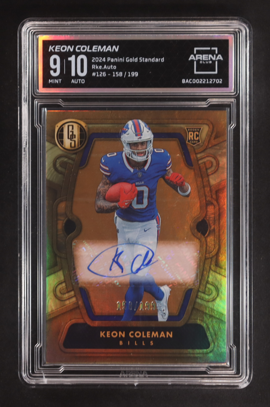 Keon Coleman 2024 Panini Gold Standard Rookie Auto #126 RC #158/199 (Arena Club 9 | Autograph Graded Arena Club 10) at PristineAuction.com Keon Coleman 2024 Panini Gold Standard Rookie Auto #126 RC #158/199 (Arena Club 9 | Autograph Graded Arena Club 10) at PristineAuction.com