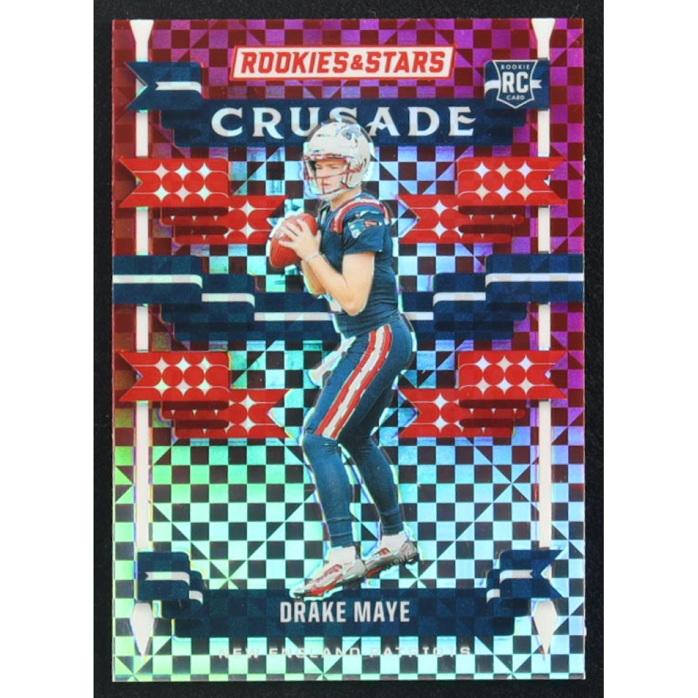 Drake Maye 2024 Rookies and Stars Crusade Red Plaid #22 RC at PristineAuction.com
