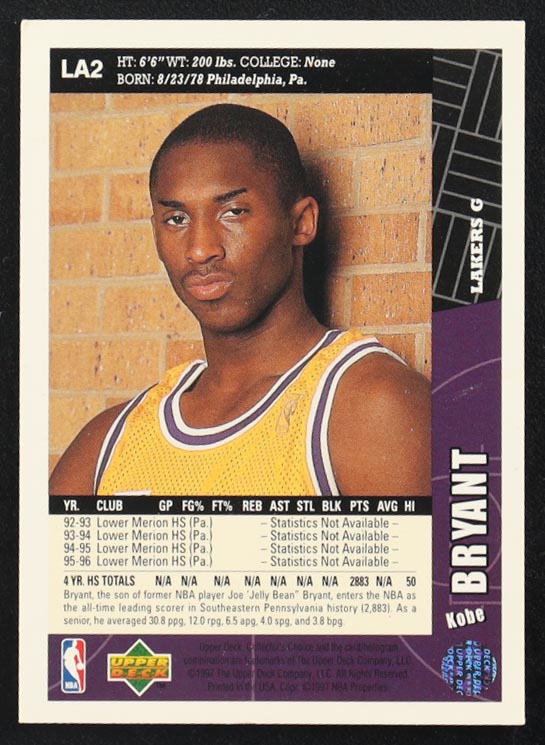 Kobe Bryant 1996-97 Collector's Choice Los Angeles Lakers #LA2 RC at PristineAuction.com Kobe Bryant 1996-97 Collector's Choice Los Angeles Lakers #LA2 RC at PristineAuction.com