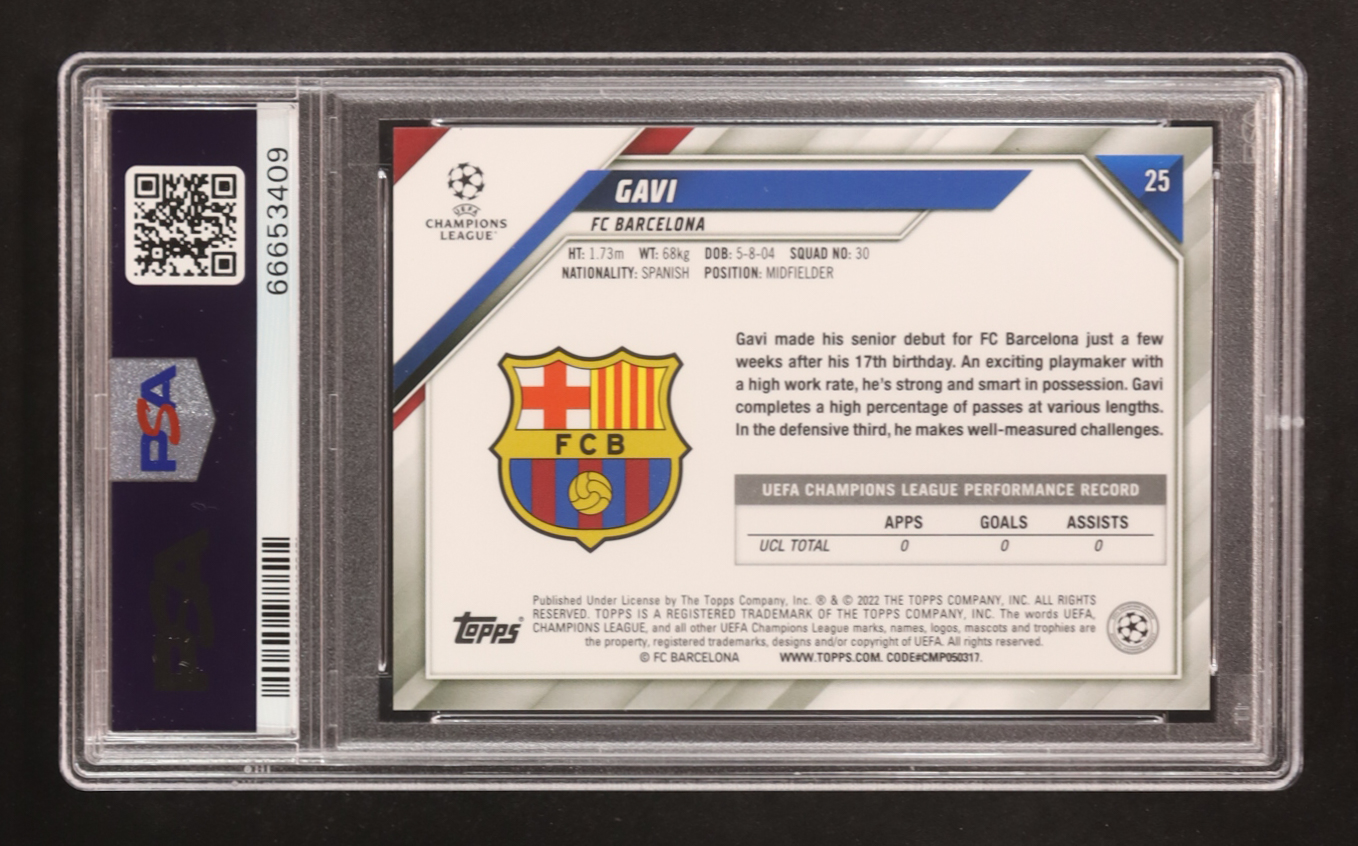 Gavi 2021-22 Topps Chrome Sapphire #25 RC (PSA 10) at PristineAuction.com Gavi 2021-22 Topps Chrome Sapphire #25 RC (PSA 10) at PristineAuction.com