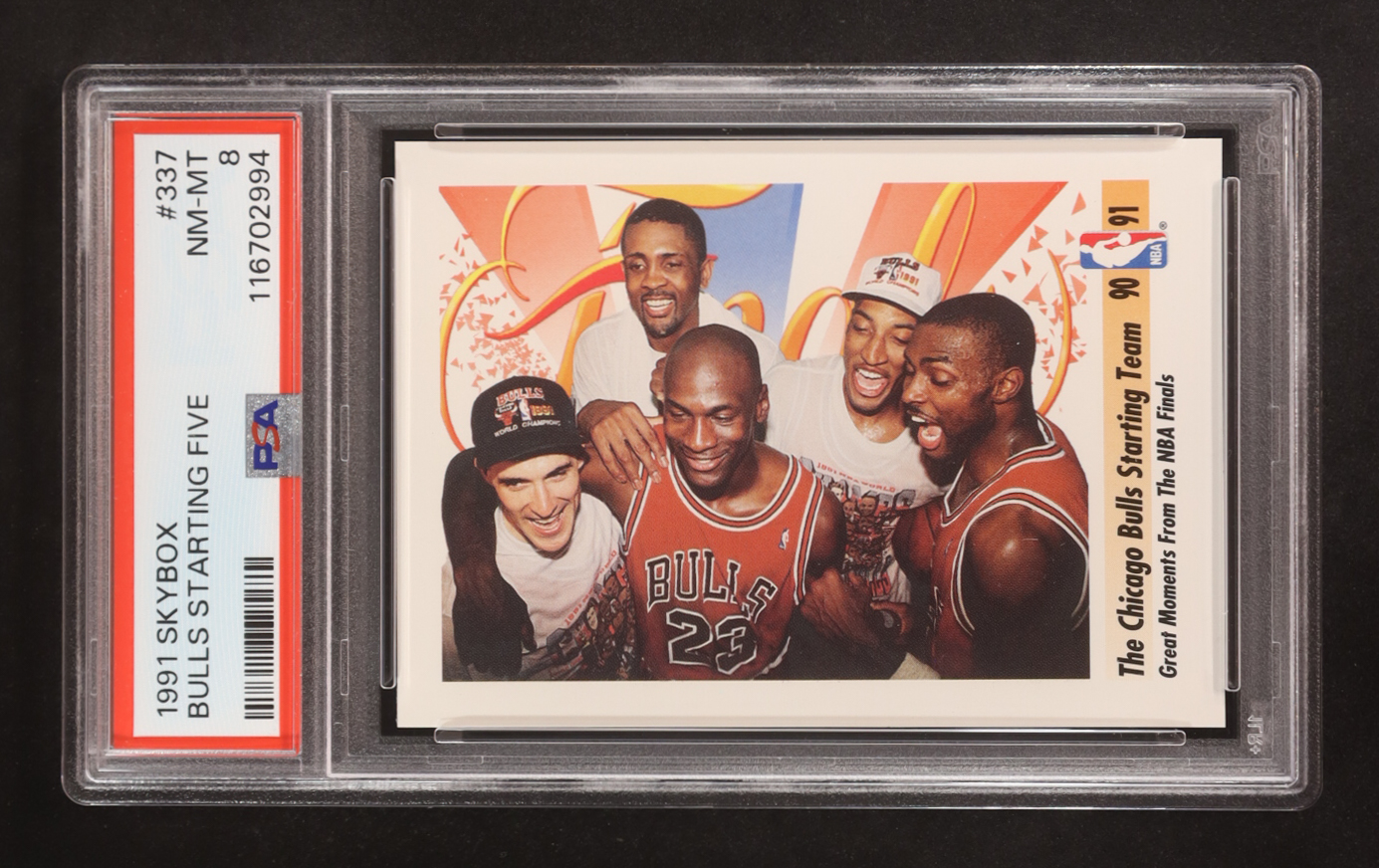 Bulls Starting Five/Great Moments from/the NBA Finals 1991-92 SkyBox #337 (PSA 8) at PristineAuction.com Bulls Starting Five/Great Moments from/the NBA Finals 1991-92 SkyBox #337 (PSA 8) at PristineAuction.com