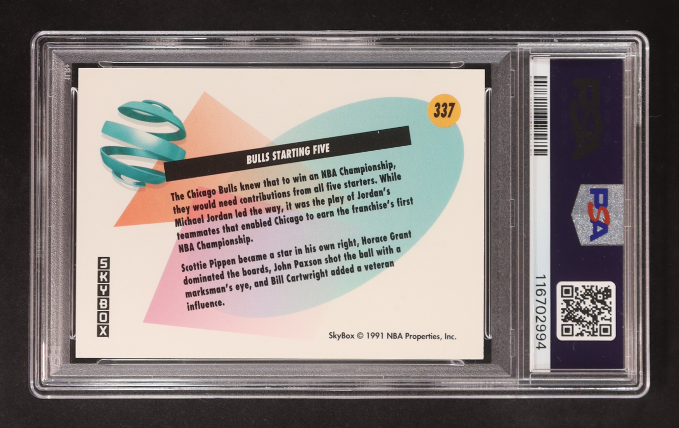 Bulls Starting Five/Great Moments from/the NBA Finals 1991-92 SkyBox #337 (PSA 8) at PristineAuction.com Bulls Starting Five/Great Moments from/the NBA Finals 1991-92 SkyBox #337 (PSA 8) at PristineAuction.com