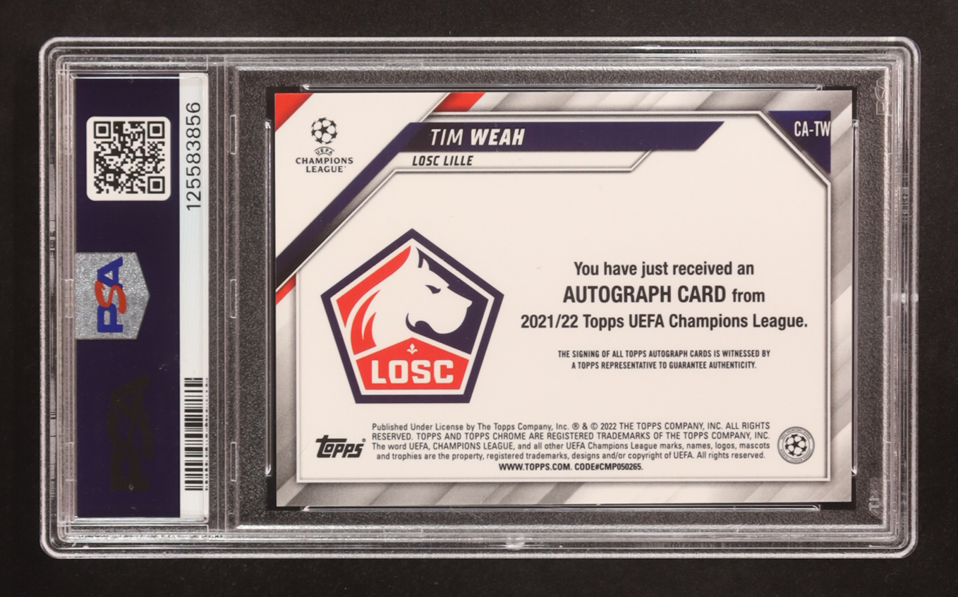 Timothy Weah 2021-22 Topps Chrome UCL Chrome Black & White Raywave Refractor #CA-TW (PSA 10) at PristineAuction.com Timothy Weah 2021-22 Topps Chrome UCL Chrome Black & White Raywave Refractor #CA-TW (PSA 10) at PristineAuction.com