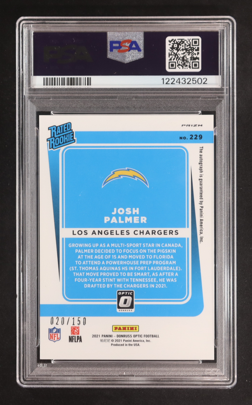 Josh Palmer 2021 Panini Donruss Optic RR Auto #229 RC #020/150 (PSA 10) at PristineAuction.com Josh Palmer 2021 Panini Donruss Optic RR Auto #229 RC #020/150 (PSA 10) at PristineAuction.com