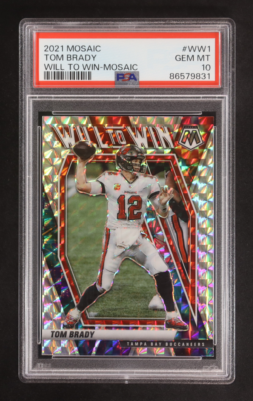 Tom Brady 2021 Panini Mosaic Will to Win Mosaic #1 (PSA 10) at PristineAuction.com Tom Brady 2021 Panini Mosaic Will to Win Mosaic #1 (PSA 10) at PristineAuction.com