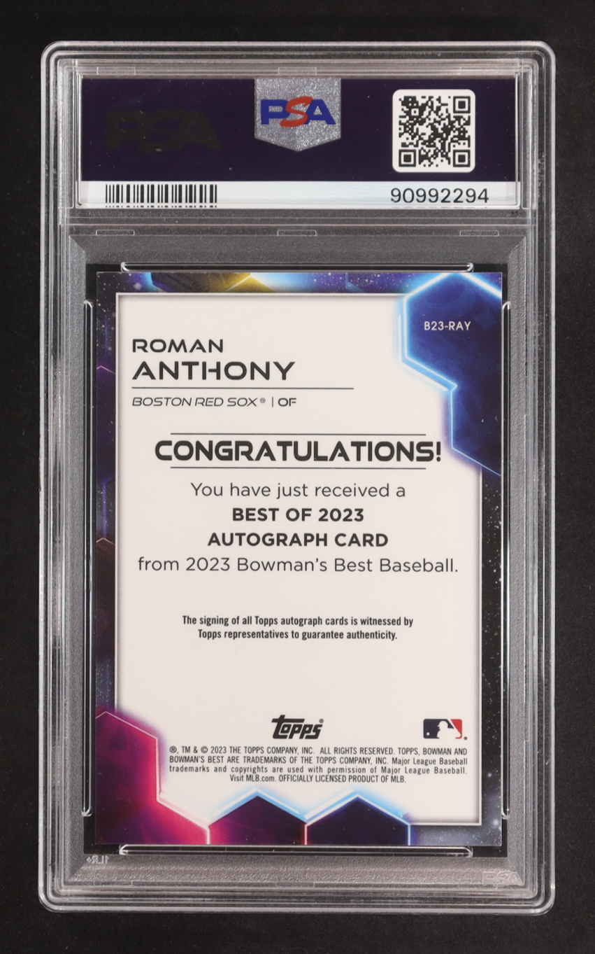 Roman Anthony 2023 Bowman's Best Best of 2023 Autograph #B23RAY RC (PSA 10) at PristineAuction.com Roman Anthony 2023 Bowman's Best Best of 2023 Autograph #B23RAY RC (PSA 10) at PristineAuction.com