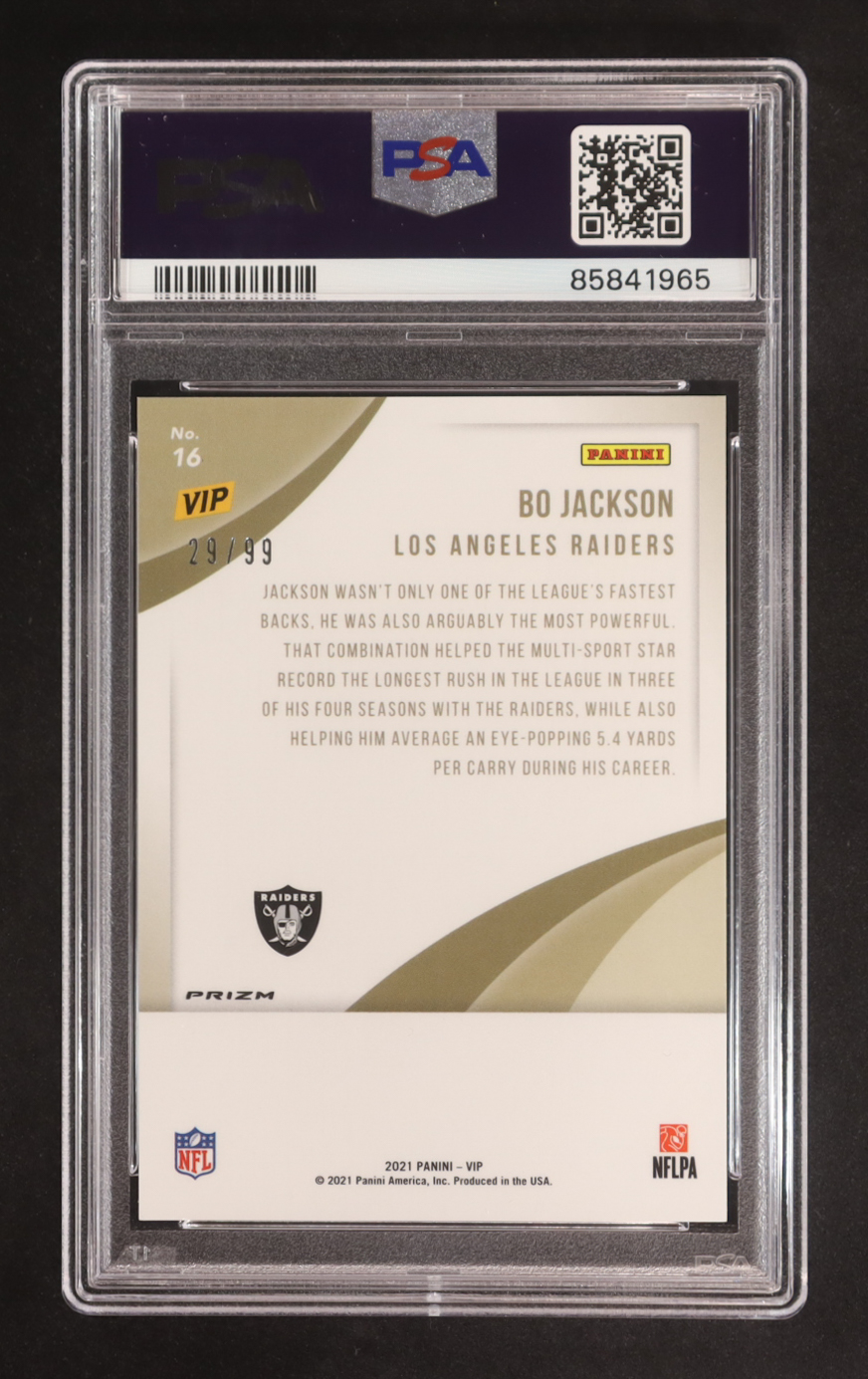 Bo Jackson 2022 Panini National Convention VIP Cracked Ice Pink #16 (PSA 10) at PristineAuction.com Bo Jackson 2022 Panini National Convention VIP Cracked Ice Pink #16 (PSA 10) at PristineAuction.com