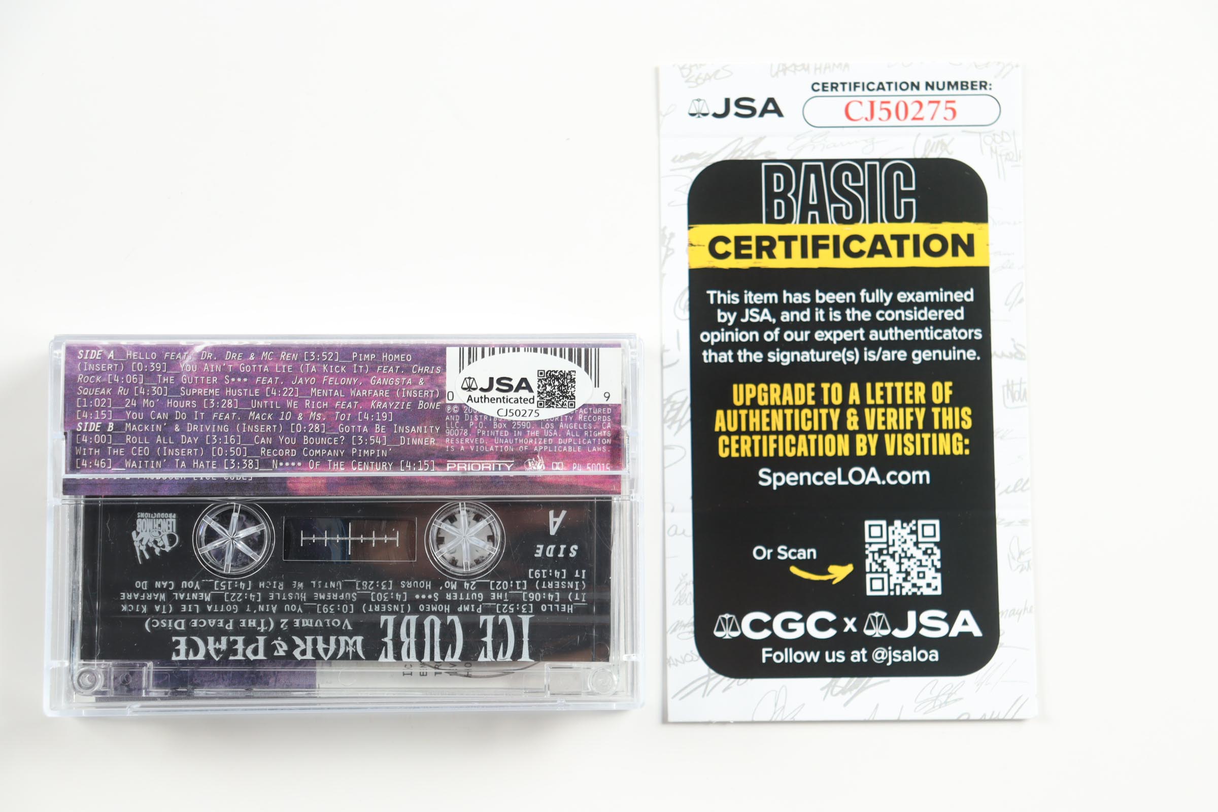 Ice Cube Signed "War & Peace" Cassette Tape (JSA) at PristineAuction.com Ice Cube Signed "War & Peace" Cassette Tape (JSA) at PristineAuction.com