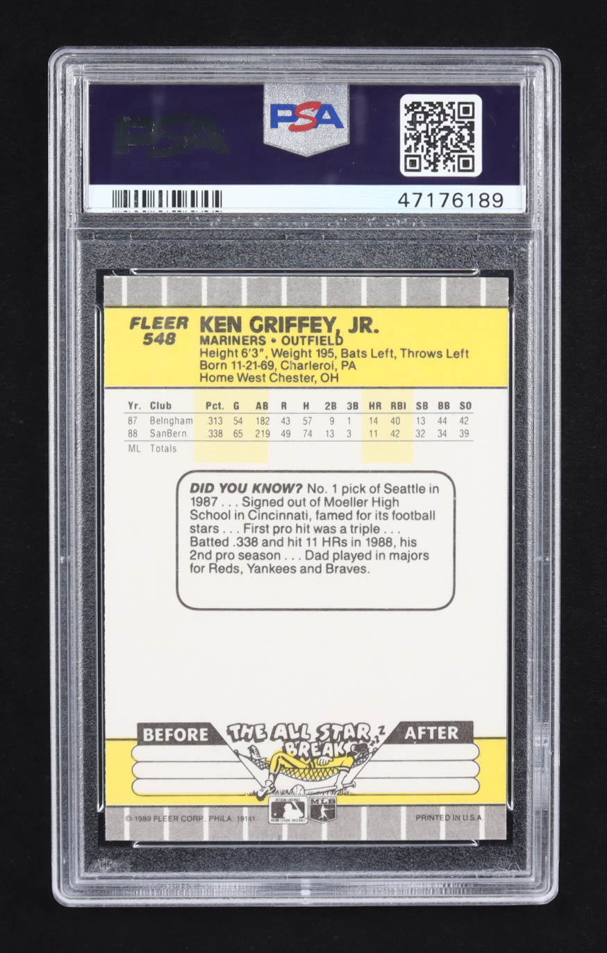 Ken Griffey Jr. 1989 Fleer #548 RC (PSA 9) at PristineAuction.com Ken Griffey Jr. 1989 Fleer #548 RC (PSA 9) at PristineAuction.com