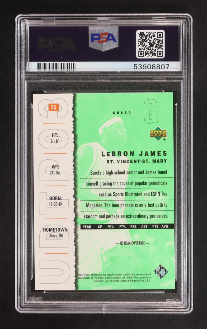 LeBron James 2003-04 UD Top Prospects #55 at PristineAuction.com LeBron James 2003-04 UD Top Prospects #55 at PristineAuction.com