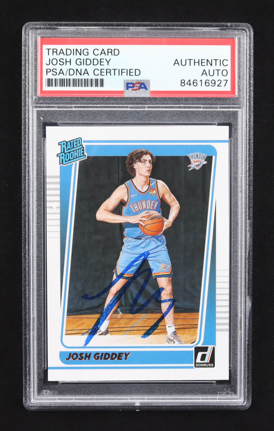 Josh Giddey Signed 2021-22 Panini Donruss RR #202 RC (PSA) at PristineAuction.com Josh Giddey Signed 2021-22 Panini Donruss RR #202 RC (PSA) at PristineAuction.com