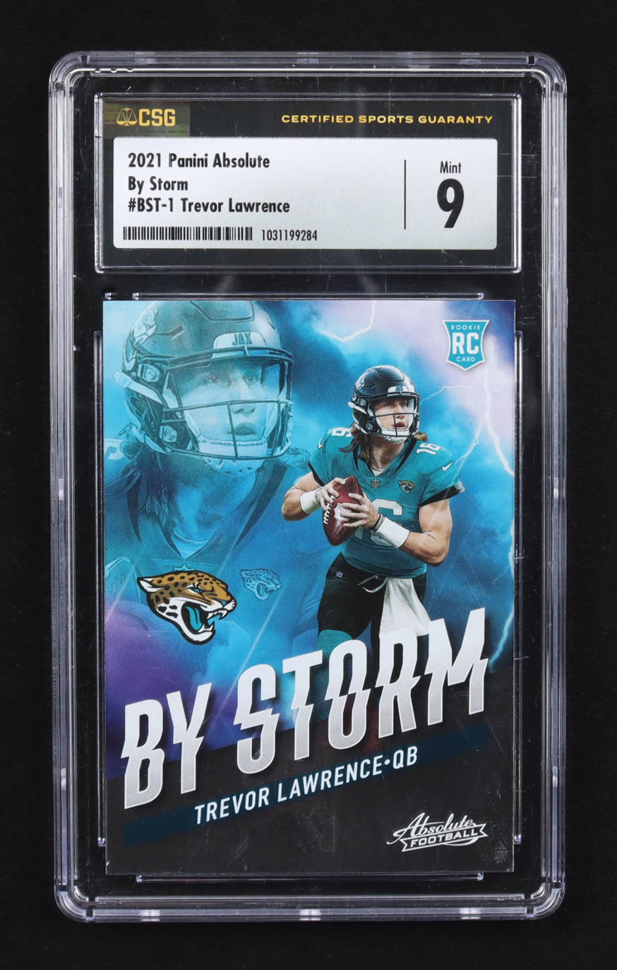 Trevor Lawrence 2021 Panini Absolute By Storm #BST-1 RC (CSG 9) at PristineAuction.com Trevor Lawrence 2021 Panini Absolute By Storm #BST-1 RC (CSG 9) at PristineAuction.com