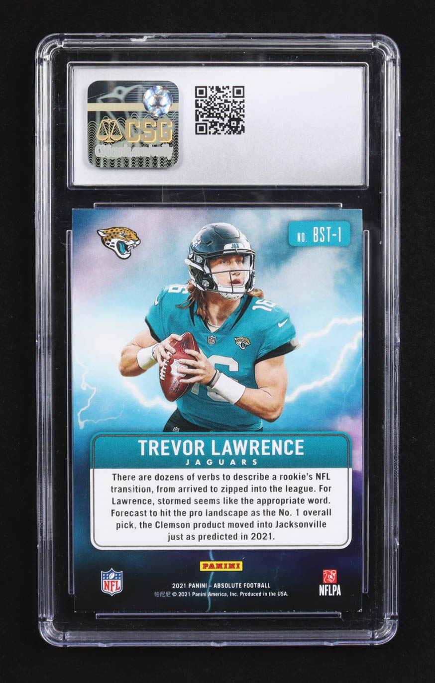 Trevor Lawrence 2021 Panini Absolute By Storm #BST-1 RC (CSG 9) at PristineAuction.com Trevor Lawrence 2021 Panini Absolute By Storm #BST-1 RC (CSG 9) at PristineAuction.com