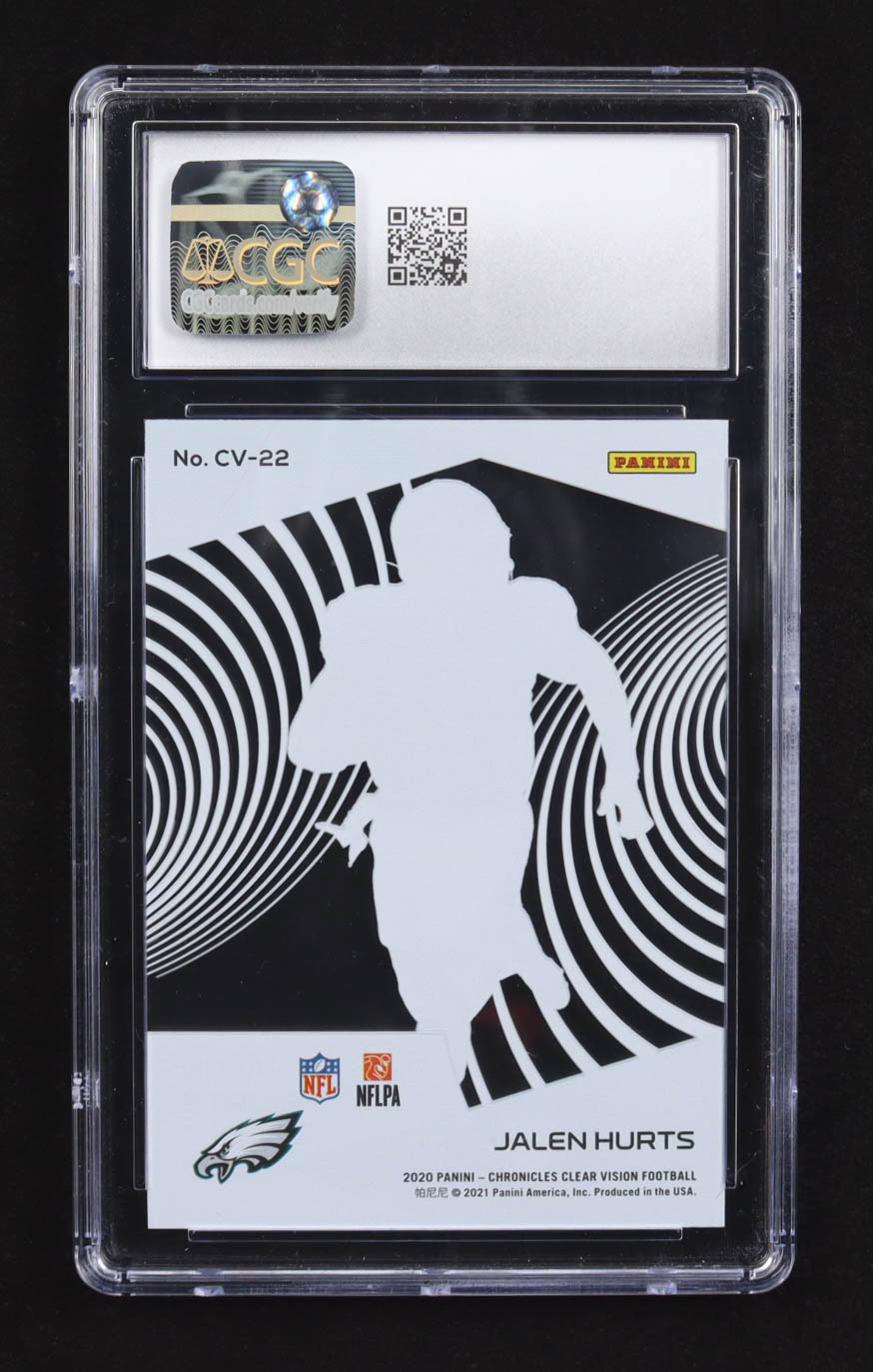 Jalen Hurts 2020 Panini Chronicles Clear Vision #CV-22 RC (CSG 9) at PristineAuction.com Jalen Hurts 2020 Panini Chronicles Clear Vision #CV-22 RC (CSG 9) at PristineAuction.com