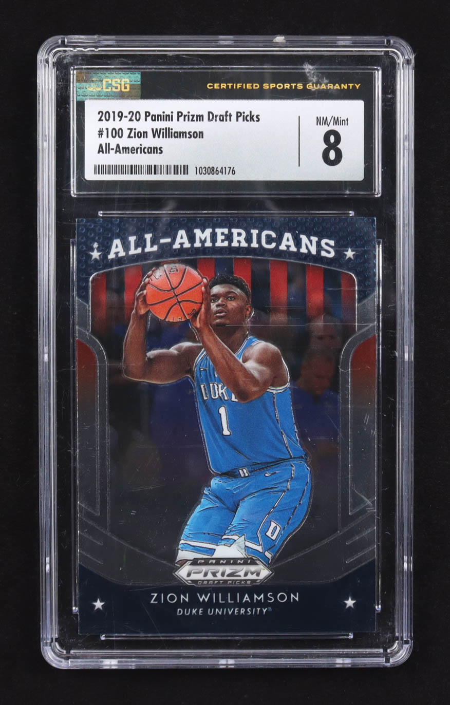 Zion Williamson 2019-20 Panini Prizm Draft Picks All-Americans #100 RC (CSG 8) at PristineAuction.com Zion Williamson 2019-20 Panini Prizm Draft Picks All-Americans #100 RC (CSG 8) at PristineAuction.com
