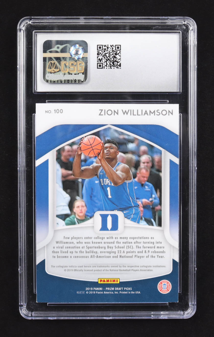 Zion Williamson 2019-20 Panini Prizm Draft Picks All-Americans #100 RC (CSG 8) at PristineAuction.com Zion Williamson 2019-20 Panini Prizm Draft Picks All-Americans #100 RC (CSG 8) at PristineAuction.com