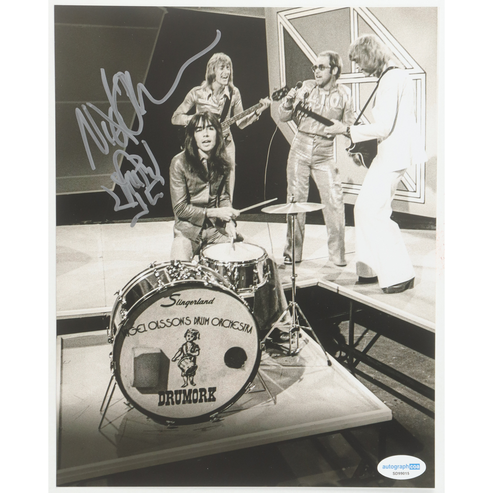 Nigel Olsson Signed 8x10 Photo with Hand-Drawn Sketch (ACOA) at PristineAuction.com