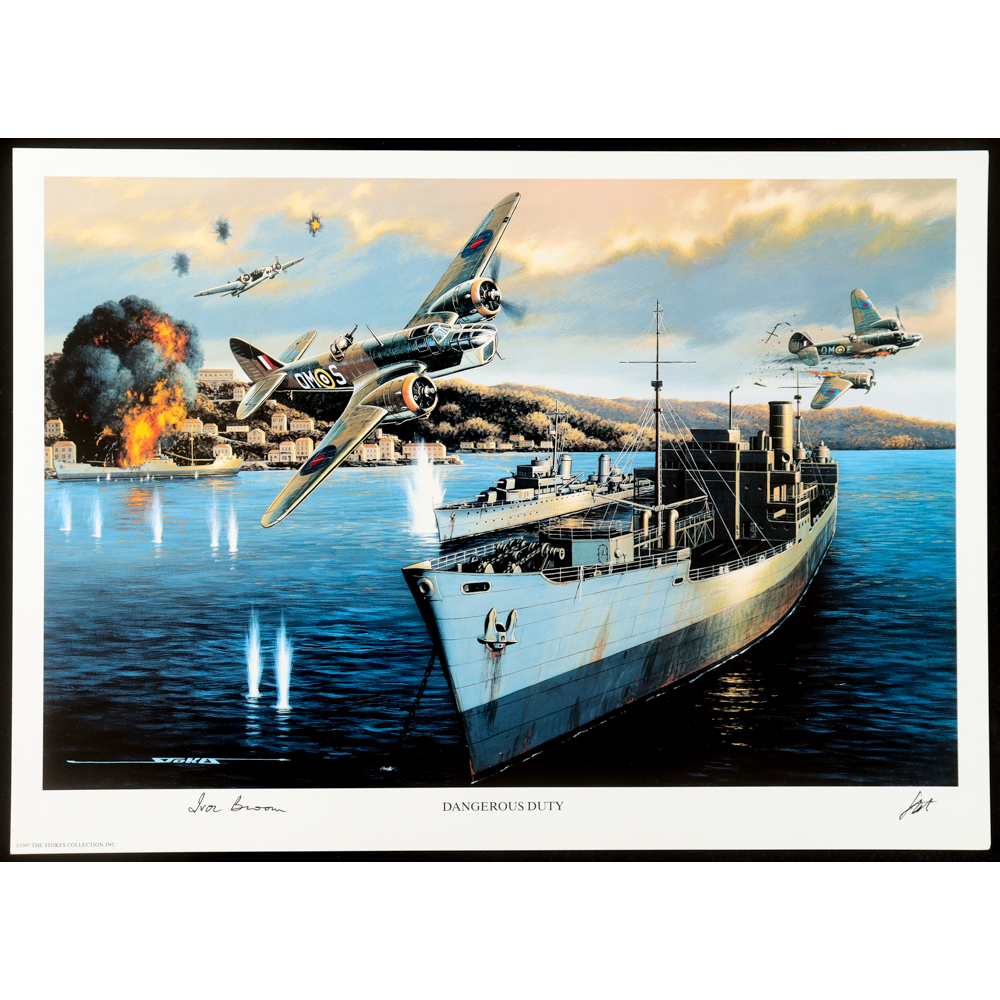 Sir Ivor Broom Signed Stan Stokes "Dangerous Duty" Lithograph (AIV) at PristineAuction.com
