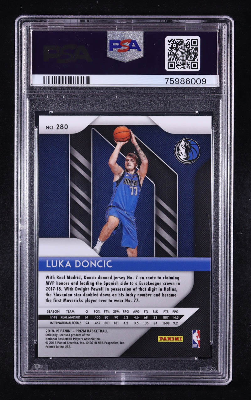 Luka Doncic 2018-19 Panini Prizm #280 RC (PSA 9) at PristineAuction.com Luka Doncic 2018-19 Panini Prizm #280 RC (PSA 9) at PristineAuction.com
