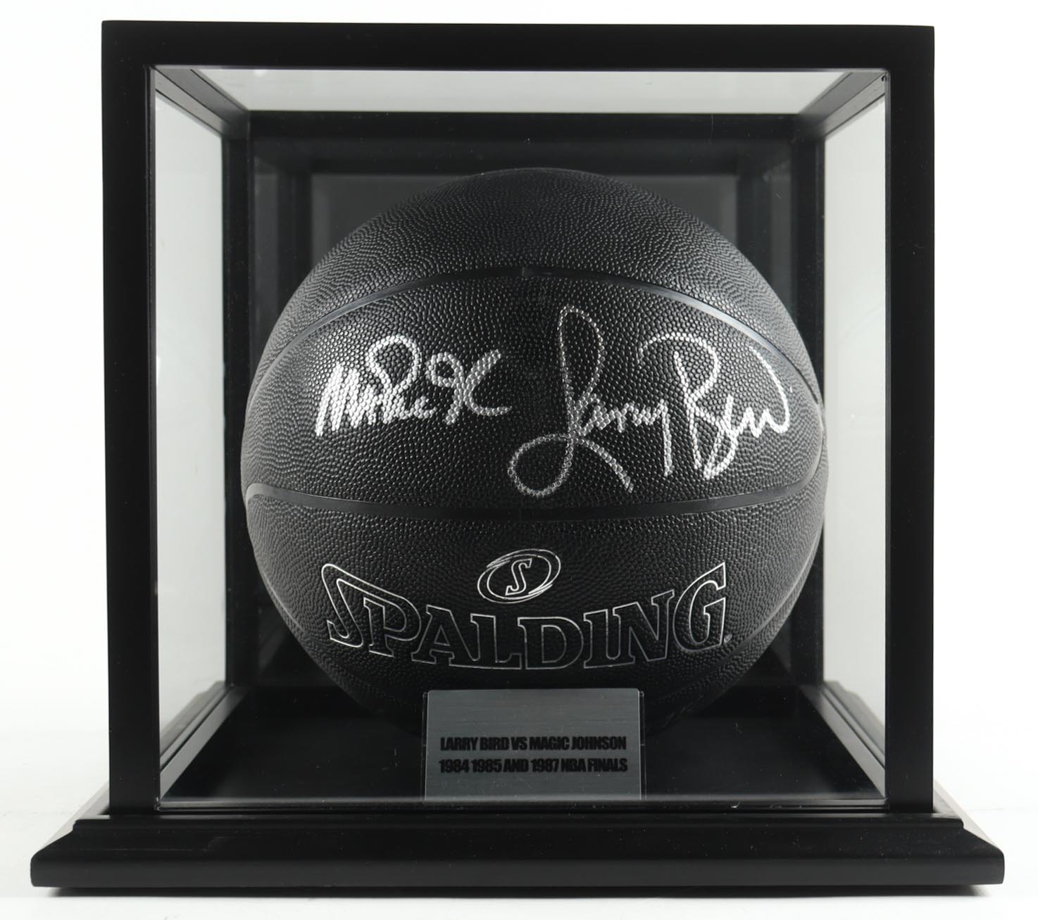 Magic Johnson & Larry Bird Signed NBA Black Edition Basketball with Display Case (PSA & Beckett) at PristineAuction.com Magic Johnson & Larry Bird Signed NBA Black Edition Basketball with Display Case (PSA & Beckett) at PristineAuction.com