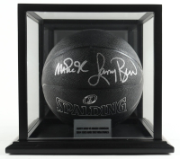 Magic Johnson & Larry Bird Signed NBA Black Edition Basketball with Display Case (PSA & Beckett) at PristineAuction.com
