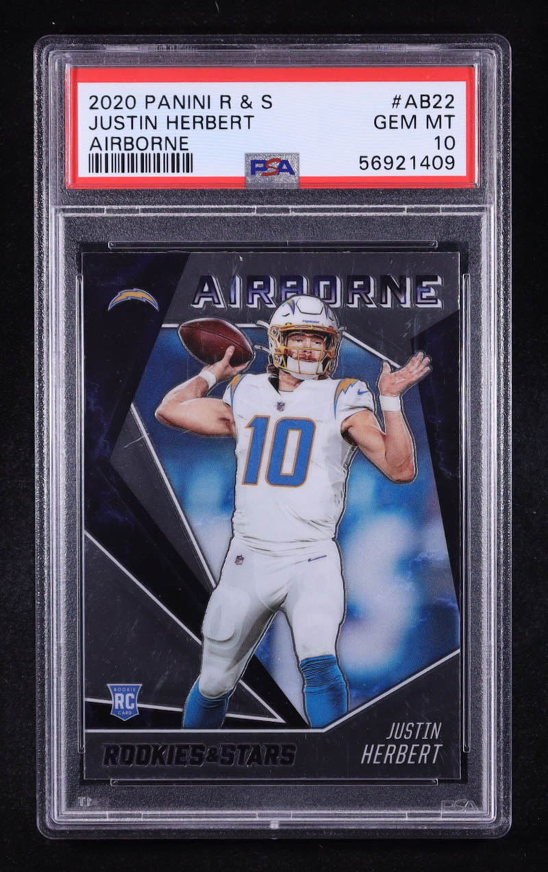 Justin Herbert 2020 Rookies and Stars Airborne #22 RC (PSA 10) at PristineAuction.com Justin Herbert 2020 Rookies and Stars Airborne #22 RC (PSA 10) at PristineAuction.com