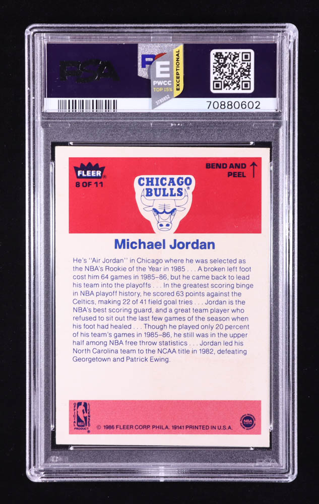 Michael Jordan 1986-87 Fleer Stickers #8 RC (PSA 5) at PristineAuction.com Michael Jordan 1986-87 Fleer Stickers #8 RC (PSA 5) at PristineAuction.com