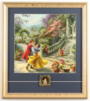 Thomas Kinkade "Snow White" Custom Framed Print Display with Glass Snow White Character Pin at PristineAuction.com