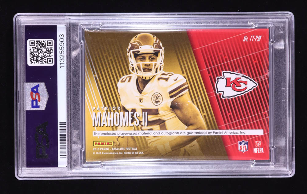 Patrick Mahomes II 2018 Absolute Tools of the Trade Triple Material Autographs Platinum #17 #1/1 (PSA Authentic | Auto 10) at PristineAuction.com Patrick Mahomes II 2018 Absolute Tools of the Trade Triple Material Autographs Platinum #17 #1/1 (PSA Authentic | Auto 10) at PristineAuction.com