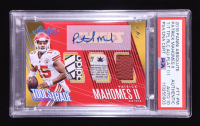 Patrick Mahomes II 2018 Absolute Tools of the Trade Triple Material Autographs Platinum #17 #1/1 (PSA Authentic | Auto 10) at PristineAuction.com