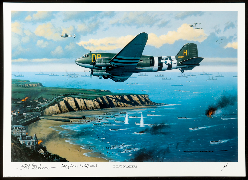 S.H. Matt Matheson Signed Stan Stokes "D-Day Invaders" Lithograph Inscribed "Maj Gen USA Ret" (AIV) at PristineAuction.com S.H. Matt Matheson Signed Stan Stokes "D-Day Invaders" Lithograph Inscribed "Maj Gen USA Ret" (AIV) at PristineAuction.com