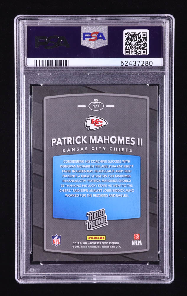 Patrick Mahomes II 2017 Donruss Optic #177 RR RC (PSA 9) at PristineAuction.com Patrick Mahomes II 2017 Donruss Optic #177 RR RC (PSA 9) at PristineAuction.com