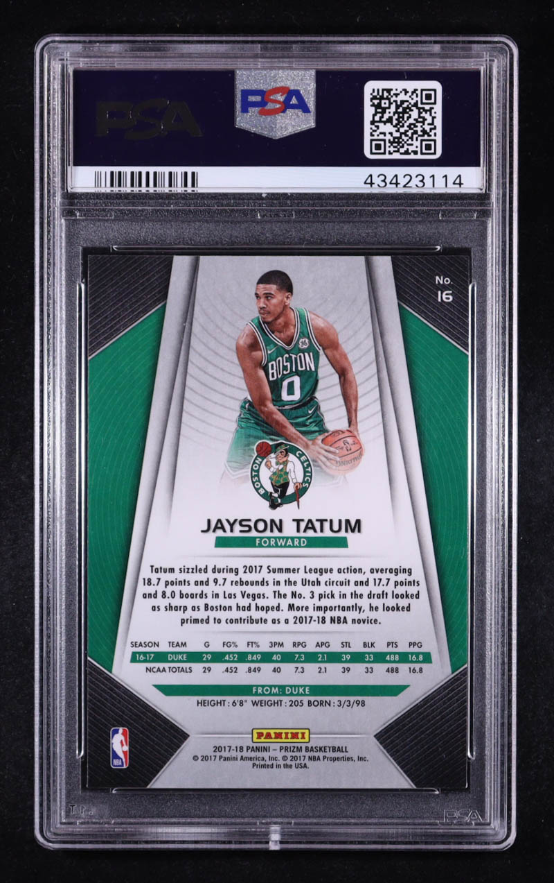 Jayson Tatum 2017-18 Panini Prizm #16 RC (PSA 10) at PristineAuction.com Jayson Tatum 2017-18 Panini Prizm #16 RC (PSA 10) at PristineAuction.com