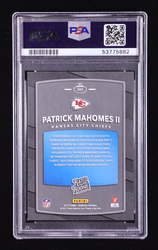 Patrick Mahomes II 2017 Donruss #327 RR RC (PSA 9) at PristineAuction.com Patrick Mahomes II 2017 Donruss #327 RR RC (PSA 9) at PristineAuction.com
