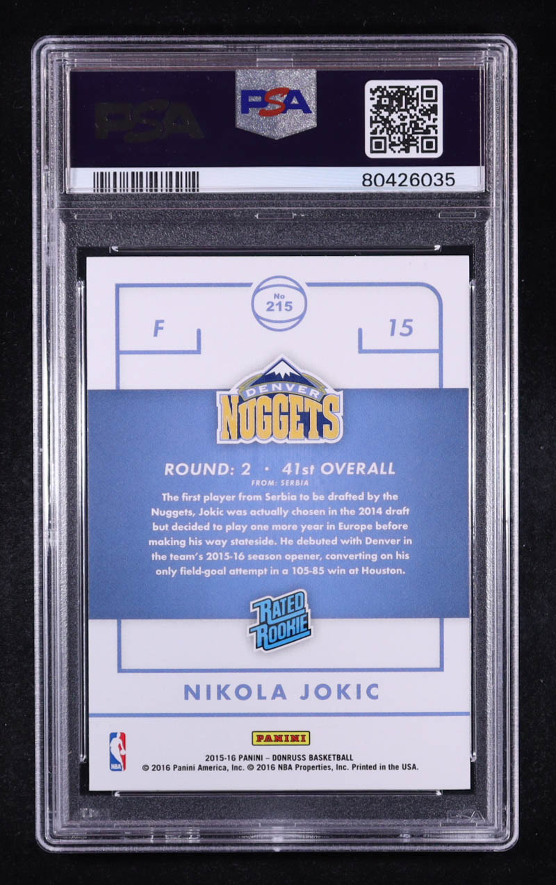 Nikola Jokic 2015-16 Donruss #215 RR RC (PSA 9) at PristineAuction.com Nikola Jokic 2015-16 Donruss #215 RR RC (PSA 9) at PristineAuction.com