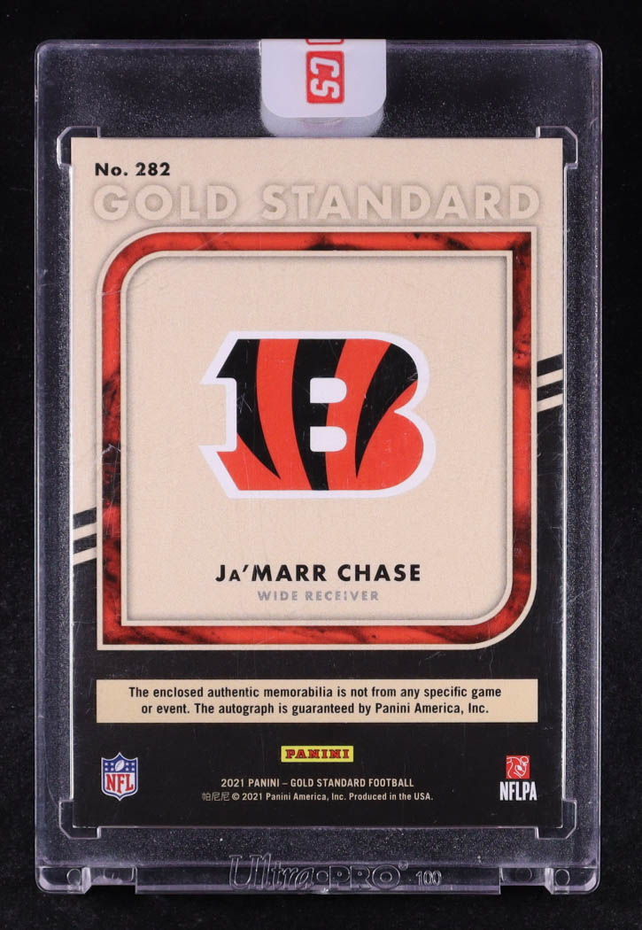Ja'Marr Chase 2021 Panini Gold Standard Jersey Autograph #282 RC #47/125 at PristineAuction.com Ja'Marr Chase 2021 Panini Gold Standard Jersey Autograph #282 RC #47/125 at PristineAuction.com