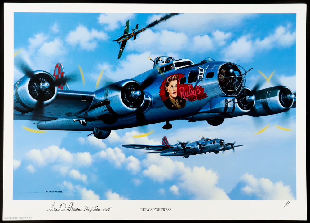 Carl Peterson Signed Stan Stokes "Ruby's Fortress" Lithograph Inscribed "Maj Gen USAF" (AIV) at PristineAuction.com Carl Peterson Signed Stan Stokes "Ruby's Fortress" Lithograph Inscribed "Maj Gen USAF" (AIV) at PristineAuction.com